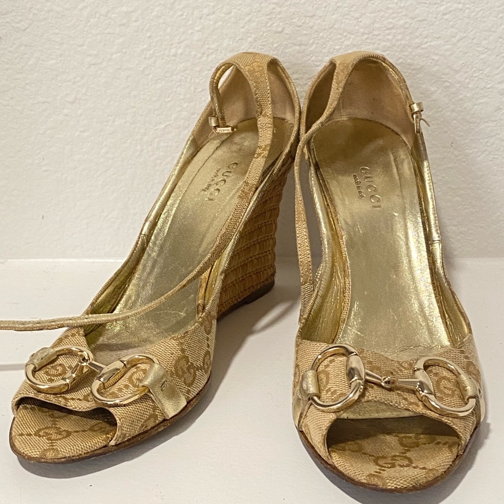 Gucci wedge heels monogram GG 37.5 7.5